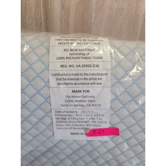 Cooling Gel Memory Foam Pillow White – The Company Store Standard Size - Picture 3 of 4